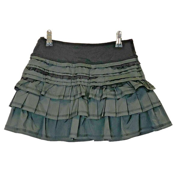 Lululemon Run Back On Track Skirt Womens Size 2 Black Ruffle Tiered RARE HTF!! - Picture 1 of 4
